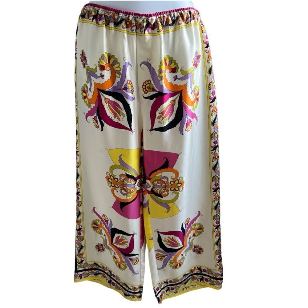 ZARA Women Vintage Flower Print Casual Wide Leg Pants Size M